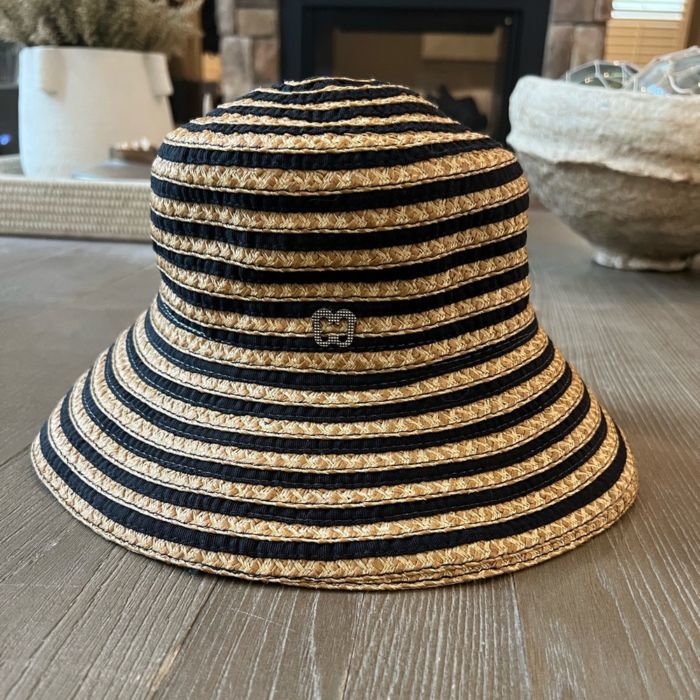 Eric Javits Striped Black and Tan Bucket Hat